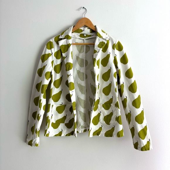 MARIMEKKO Päärnyä Pear Print Cotton Twill Jacket Mika Piirainen 40 / 12 - Picture 9 of 12